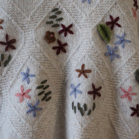 Womens Zara Beige, Multi Embroidered Knit Cardigan Sweater S - Picture 6 of 7